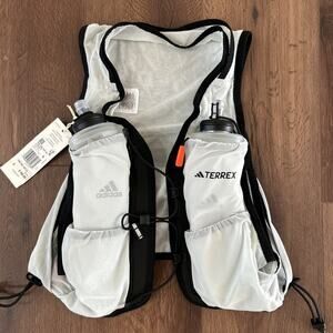 adidas Terrex Trail Running Hiking Vest Medium With 2 Bottles White New